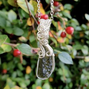 Moldavite sterling silver pendant