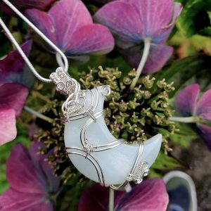 Caribbean Calcite sterling silver moon pendant