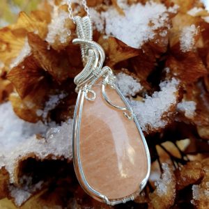 Peach Amazonite sterling silver pendant