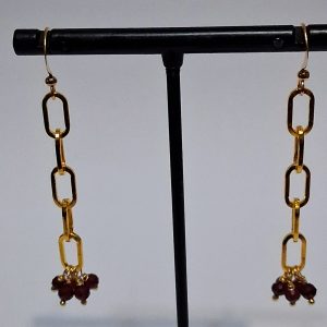 Paperclip chain Garnet Earrings