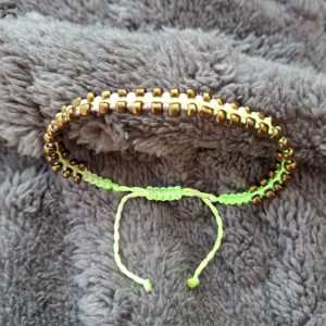 Macrame Beaded Bracelet (Gold coloured Beads)