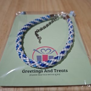 Bracelet 8 inch (Blue and White Spiral)