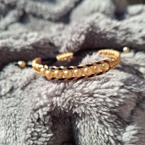 Macrame Bracelet with Gold Beads