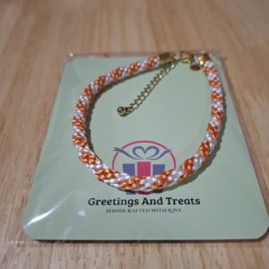 Bracelet 8 inch (Orange and White)