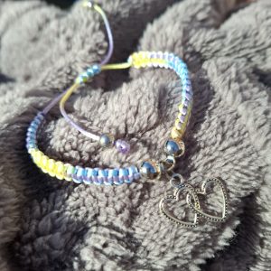 Macrame Bracelet (Pastel with Heart Charm)