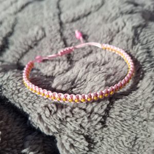 Macrame Bracelet (Pink with Gold)