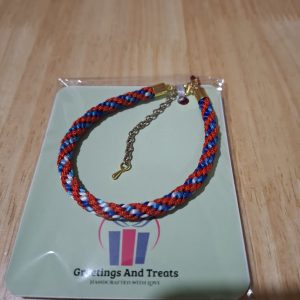 Bracelet 8 inch (Red, Blue splash of White)