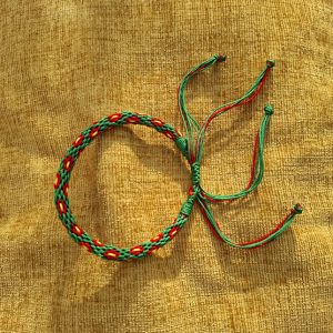 Bracelet 7 inch (Green with Flowers)