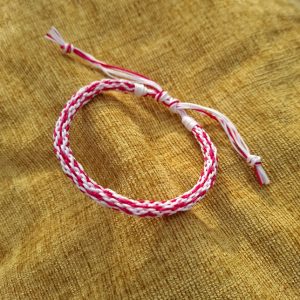 Bracelet 7 inch  (Red and White)