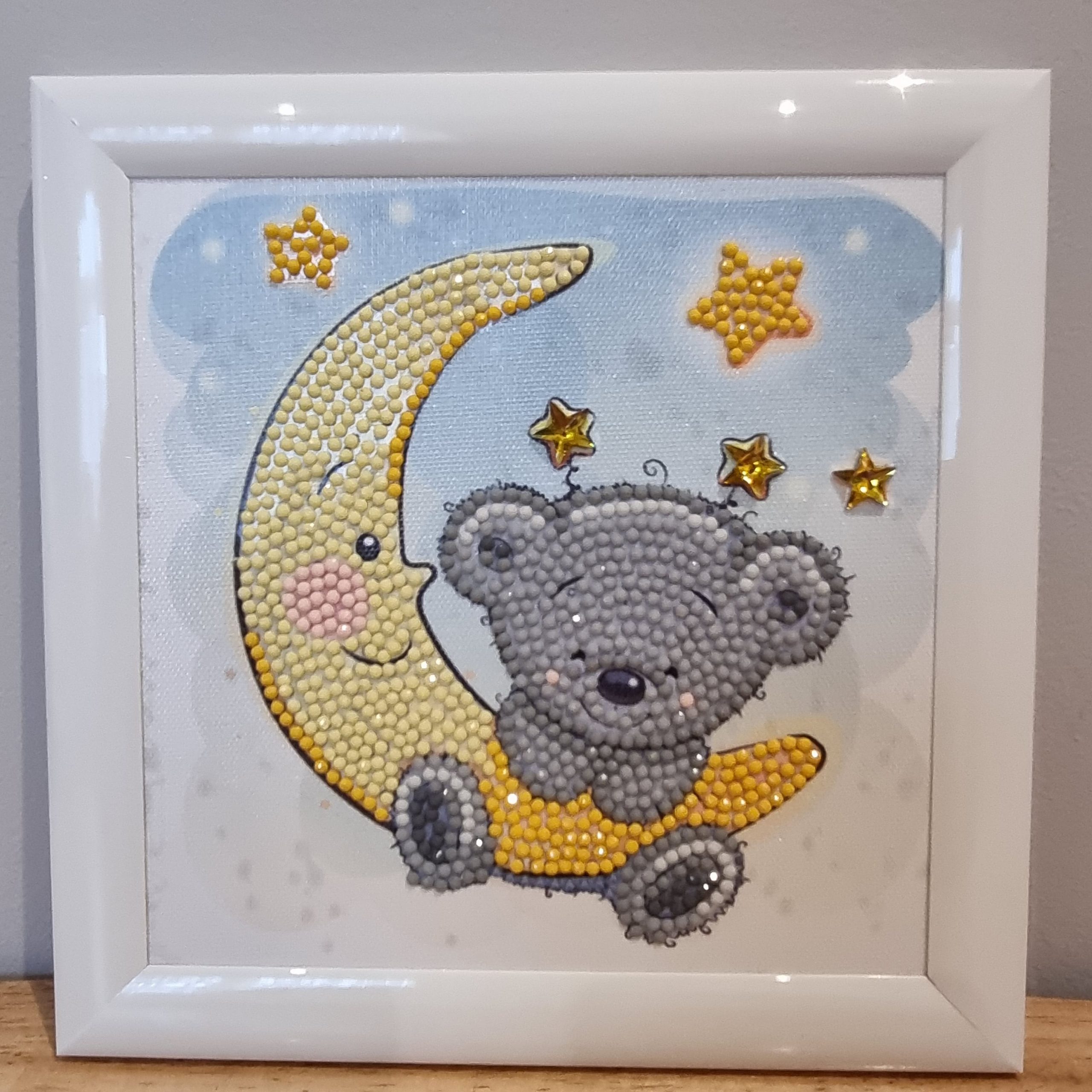 Teddy Bear On The Moon Crystal Art Frame